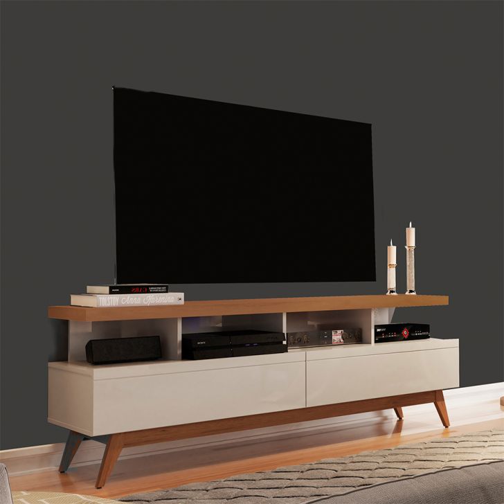 Rack Vivare I Off White e Freijó 160 cm