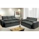 Conjunto de Sofá 3 e 2 Lugares Retrátil e Reclinável Cama inBox Slim 2,00x1,50m Velusoft Cinza