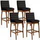 Kit 04 Banquetas Altas Para Cozinha Sala de Jantar Fixa Mila B04 Couríssimo Preto - Lyam Decor