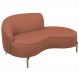 Sofá Curvo 03 Lugares 180cm Braço Direito Thommy Pés Ouro Fosco Linho Coral - Nexta Casa