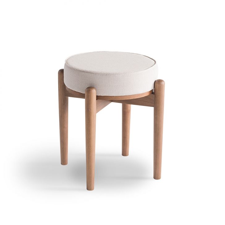 Puff Dubai Algodão Bege e Nogueira