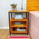 Mesa de Cabeceira Style de Ferro e Madeira com 2 Prateleiras Industrial Carvalho e Preto