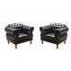 Kit 2 poltronas Chesterfield Capitonê Elisabeth Corano Preto Decoração, Recepção, Salas de Tv e Estar