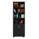 Estante de Livros para Escritório Home Office Portas Pequenas Alf Preto Texturizado - Gran Belo