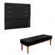 Conjunto de Cabeceira Solteiro com Recamier Gênova Suede Preto