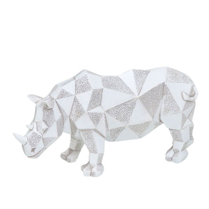 Escultura Decorativa Rinoceronte Espressione Off White
