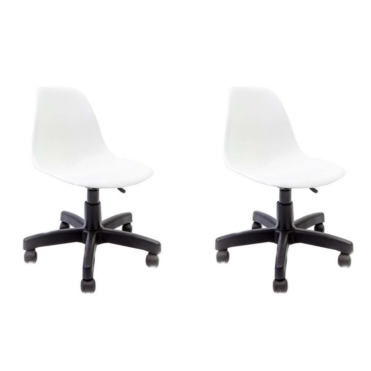 Conjunto com 2 Cadeiras de Escritório Secretária Eames Rioja Branco