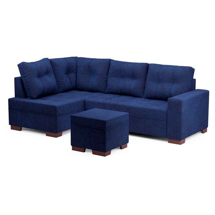 Sofá De Canto 6 Lugares Gávea Suede Azul