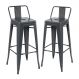 Kit 2 banquetas altas Iron Tolix com encosto 76 cm Cinza Escuro