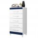 Cômoda Esmeralda 5 Gavetas Quadriflex Branco/Azul Matte - Móveis Albatroz