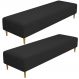 Kit 02 Puffs Decorativo Sala de Estar Bali W01 Pés Palito 170x60cm Bouclê Preto - Lyam Decor