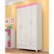 Guarda Roupa 4P Frankfurt Branco/Rosa/Branco