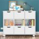 Conjunto Nicho Organizador Zuri 9 Espaços com Rodízios Branco + 2 Kits 3 Gavetas Brancas