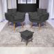 Kit 2 Poltronas Decorativas Para Sala Recepção Manicure ePuff Decorativo Para Quarto Penteadeira Suede Preto