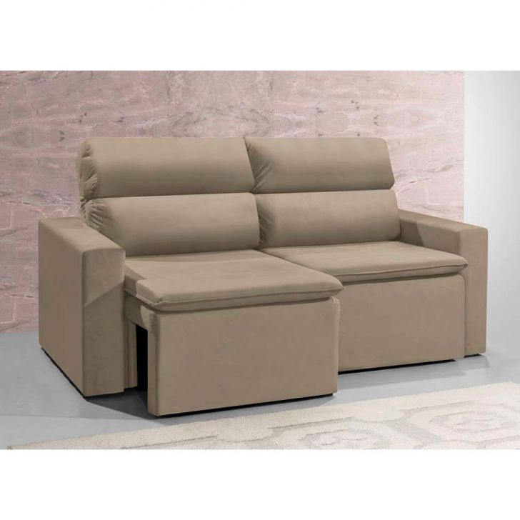 Sofá 3 Lugares Retrátil E Reclinavél Hanôver Suede Bege 180 Cm
