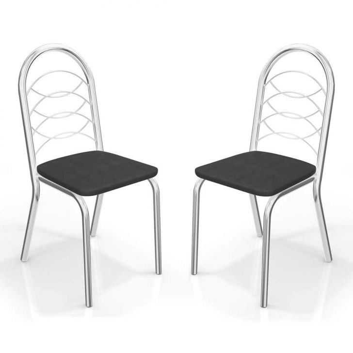 Conjunto de Cadeira Holanda Cromada Cor Preto 2 Peças Kappesberg