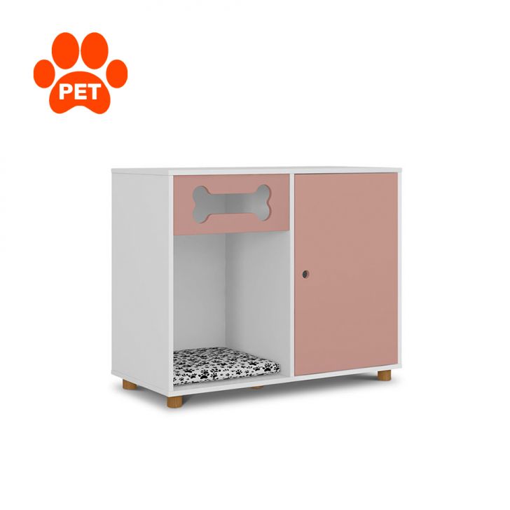 Aparador Pet Dog Branco e Rose