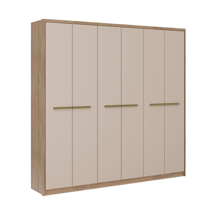 Guarda-roupa Casal Belmont 6 Portas 3 Gavetas Noce E Off White
