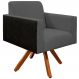 Poltrona Decorativa Base Giratória de Madeira Helô L02 Linho Chumbo Couríssimo Preto - Lyam Decor