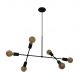 Lustre Luminária Pendente Com 6 Braços (hastes) - Ideal Mesa De Jantar Retangular, Sala - Cor Preto