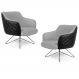 Kit 02 Poltronas Decorativas Jade Base Fixa Orby C-315 Corano Tressê Linho Cinza Claro - Domi