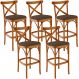 Kit 05 Banquetas Altas Cozinha Bancada Bar Sala de Jantar Estofada Ávila L02 Suede Marrom - Lyam