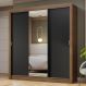 Guarda-Roupa Casal 3 Portas de Correr com Espelho Rustic/Preto Nobre Madesa