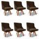 Kit 6 Cadeiras Estofadas Giratória para Sala de Jantar Lia Suede Marrom - Ibiza