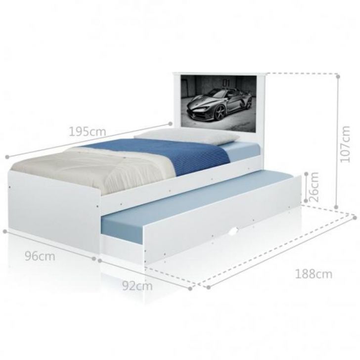 Cama Bibox Solteiro Carro Sport Chumbo com Colchões