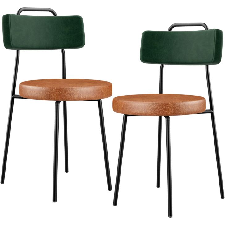 Kit 02 Cadeiras Estofada Para Sala Jantar Barcelona L02 Facto Verde Musgo Couríssimo Camel - Lyam