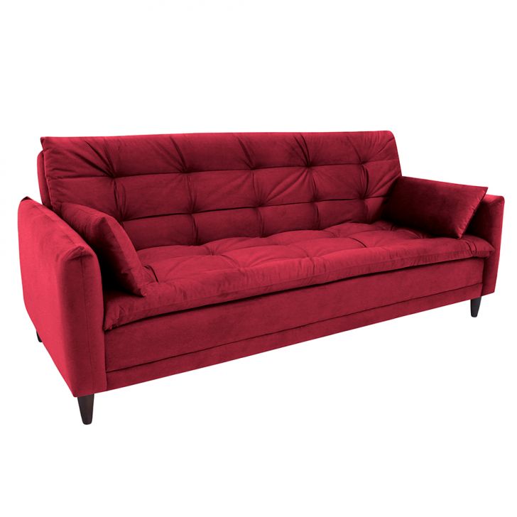Sofá-Cama Casal 3 Lugares Sofia Suede Vermelho