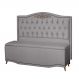 Kit Cabeceira e Calçadeira Baú Maitê Casal King 195cm Veludo Cinza - Montanaris Decor