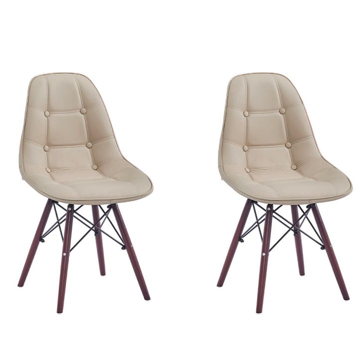 Conjunto com 2 Cadeiras Eames Eiffel Botonê Bege