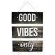 Placa Decorativa Frase Good Vibes Only Com Corda 70x40 Cm
