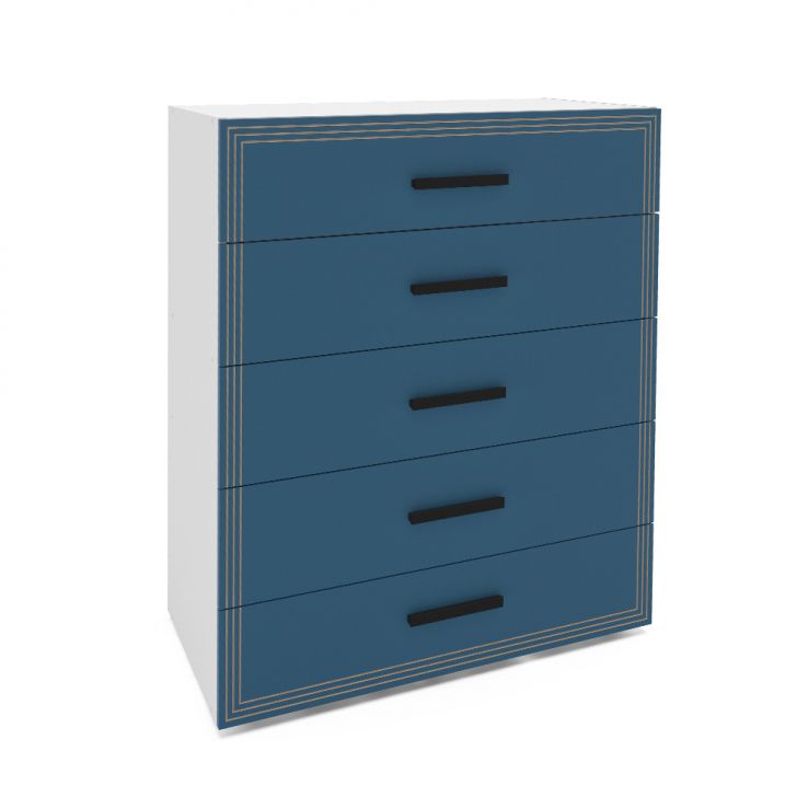 Cômoda Valência 5 Gavetas Azul E Branca