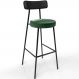 Banqueta Alta Bar Cozinha Sala De Jantar Milão L02 Couríssimo Preto Facto Verde Musgo - Lyam Decor