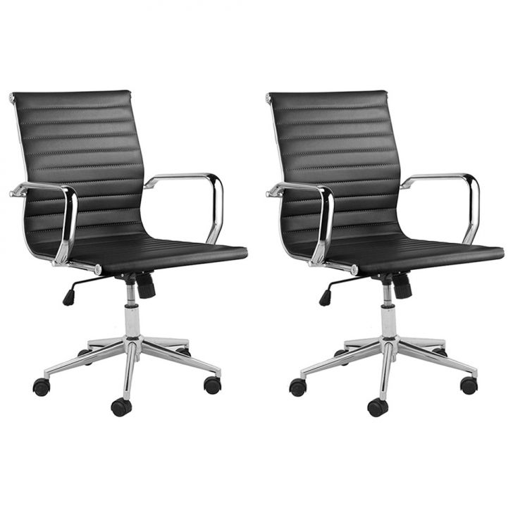 Conjunto com 2 Cadeiras de Escritório Sevilha I Preto