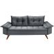 Sofa Retro Bariloche 3 Lugares Tecido Suede Pes em Madeira