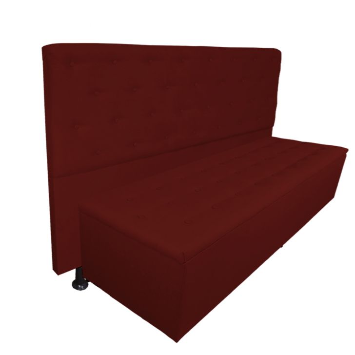 Cabeceira mais Calçadeira Casal Queen Juliana 160cm Para Cama Box Suede Bordô - DS Estofados