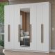 Guarda-Roupa Casal 8 Portas Batentes com Espelho Branco/Branco/Rustic Netuno Madesa