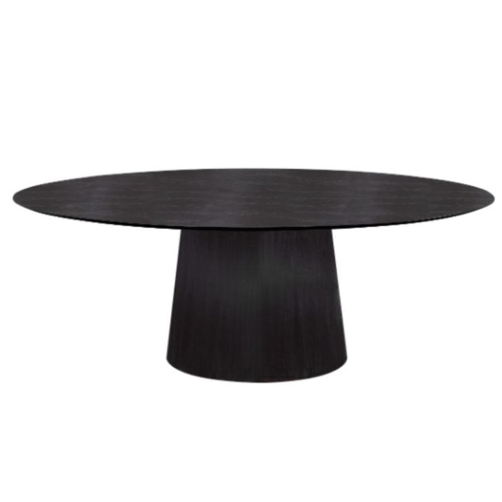 Mesa de Jantar Cone Oval 180x100 cm Base Madeira Ebano Tampo Ebano