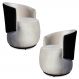 Kit 2 Poltronas Orgânica Decorativa Lara Veludo Bege/PU Preto - Montanaris Decor