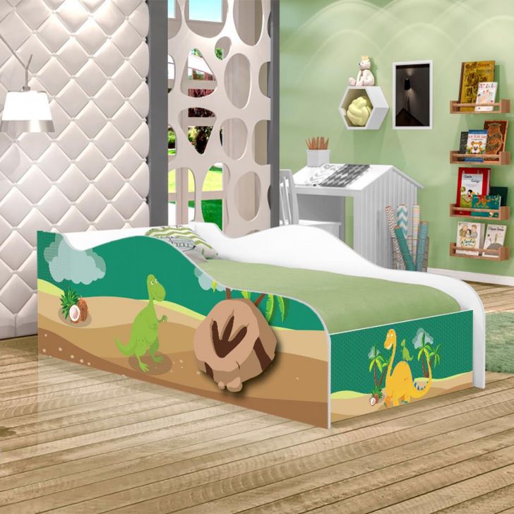 Cama Fun Dinossauros Solteiro Com Colchão