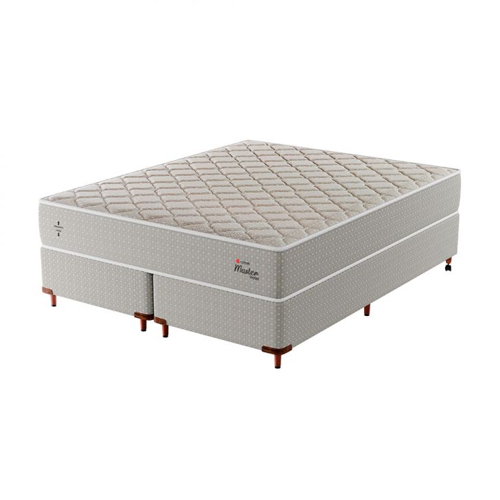 Cama Box Com Colchão Queen Master Hotel Molejo Superlastic (67x158x198) Bege