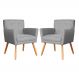 Kit 02 Poltronas Decorativa Onix Linho Cinza