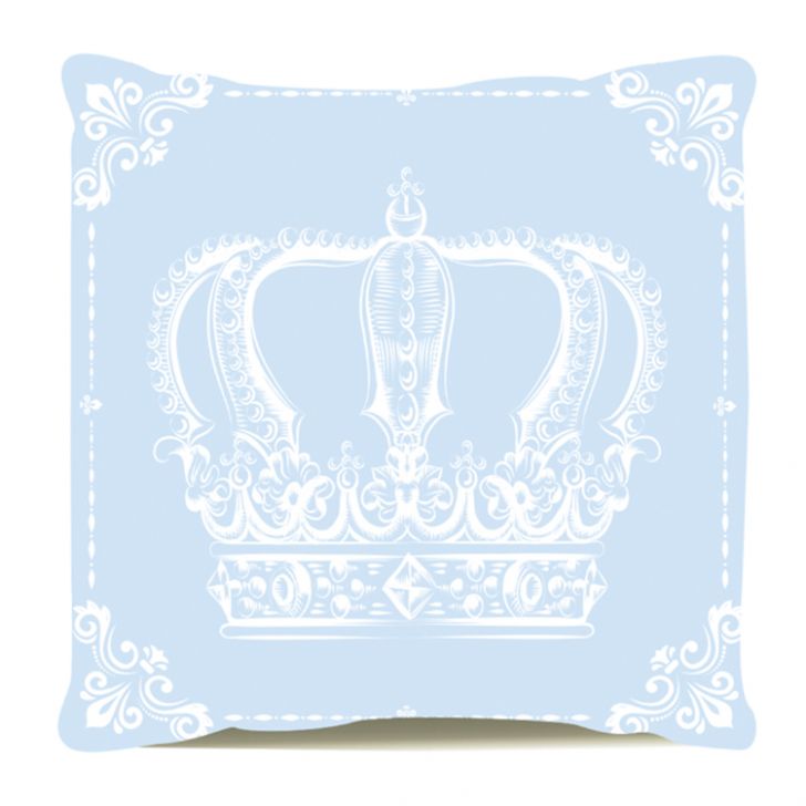 Almofada Decorativa Cheia Personalizada Coroa Azul 43x43x20