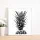 Quadro Decorativo com Moldura Pineapple Black and White Branco - 20x25cm