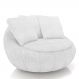 Poltrona Decorativa Redonda Giratória com Almofadas Saphire M22 Bouclê Branco - Mpozenato