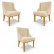 Kit 3 Cadeiras Decorativas Sala de Jantar Base Fixa de Madeira Firenze Suede Bege/Castanho G19 - Gran Belo