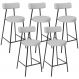 Kit 05 Banquetas Baixa Para Cozinha Sala De Jantar Bancada Milão L02 Linho Cinza - Lyam Decor